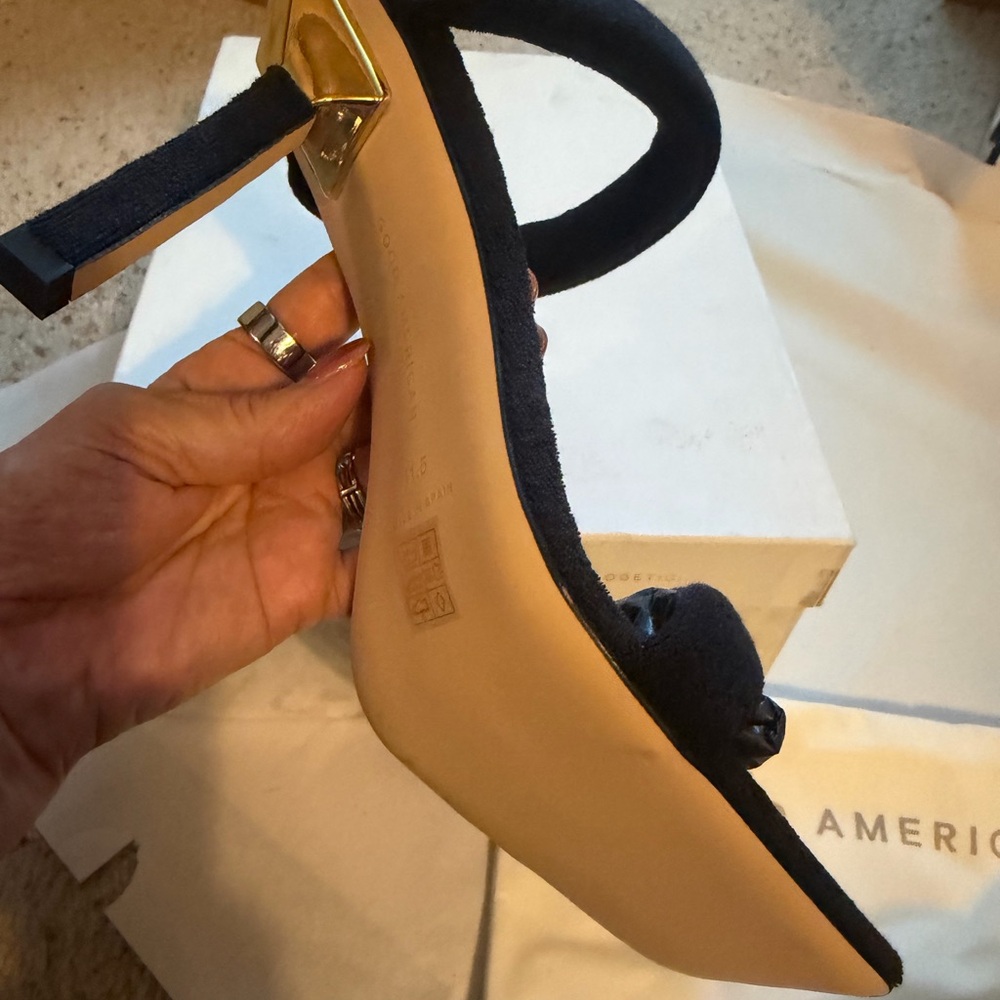 Good American Black Terry Cloth Strappy Stiletto Sandals - Picture 5 of 8
